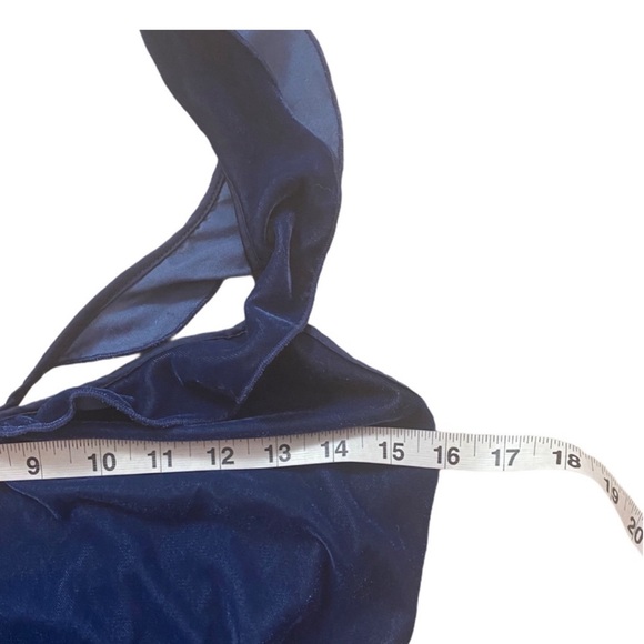 VICTORIAS SECRET Blue Velvety Ruffle Trim Romper - Picture 6 of 6